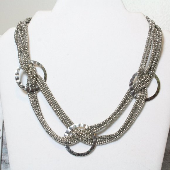Silver Metal Chunky Choker Statement Necklace - Picture 1 of 5